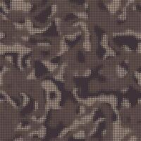 Digital military camouflage. Seamless camo pattern. Halftone dots background. Skin of a chameleon or snake. Dark brown color. Abstract texture for print on fabric, textile or paper. vector