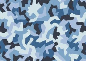 Geometric camouflage seamless pattern. Abstract modern military urban texture. Blue color background vector
