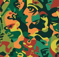 Abstract painting in cubism style. Graphic design poster with abstract form mask face. Modern colourful art. Cartoon seamless background vector