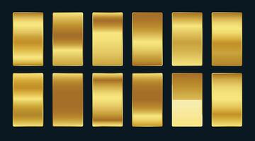 Set of Gold metallic gradient. Premium plates with shiny gold effect. metal golden pallet. vector