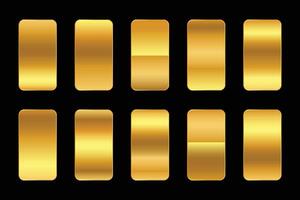 Set of Gold metallic gradient. Premium plates with shiny gold effect. metal golden pallet. vector