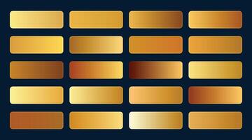 Set of Gold metallic gradient. Premium plates with shiny gold effect. metal golden pallet. vector