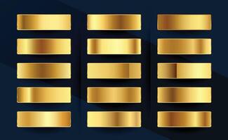 Set of Gold metallic gradient. Premium plates with shiny gold effect. metal golden pallet. vector