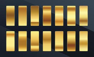 Set of Gold metallic gradient. Premium plates with shiny gold effect. metal golden pallet. vector