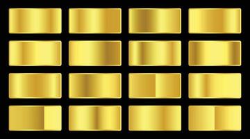 Set of Gold metallic gradient. Premium plates with shiny gold effect. metal golden pallet. vector