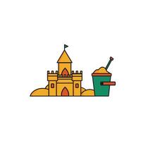 sand castle in summer on a white background vector