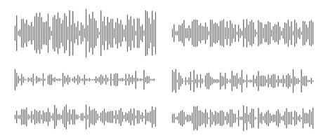 Equalizer symbol. Voice message template set. Audio chat speech sound wave icons. Element for mobile messenger, podcast online radio interface, music player, app. Waveform pattern graphic illustration vector