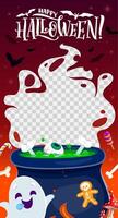 Halloween social media frame with playful ghost vector