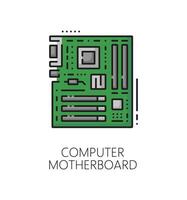 Computer motherboard software color thin line icon vector