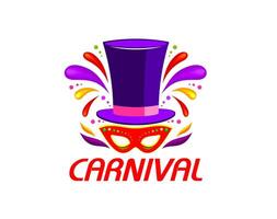 Top hat and mask carnival party icon for event vector