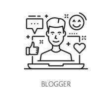 Blogging line icon, media and multimedia content vector