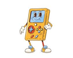 Cartoon groovy retro gamepad character vector