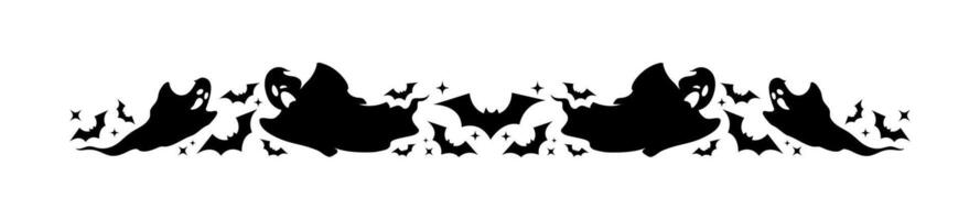 Halloween frame border and divider of ghosts, bats vector