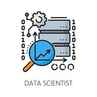 Data scientist, web development career line icon vector