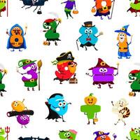 Cartoon Halloween number digit characters pattern vector