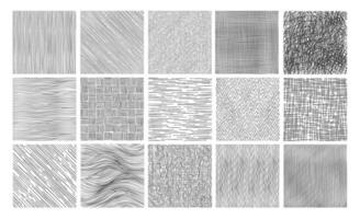Line crosshatch patterns, hand drawn pencil sketch vector