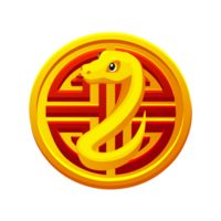 2025 Year of the Snake, Golden coin with snake. China Symbol Good luck talisman. png