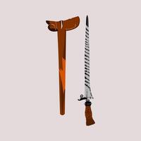 Crossed swords and saber in cartoon style vector