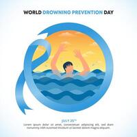 World Drowning Prevention Day background with a person drowning on the sea vector