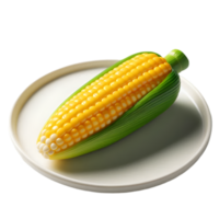 Corn on a plate on a white plate isolated from background png