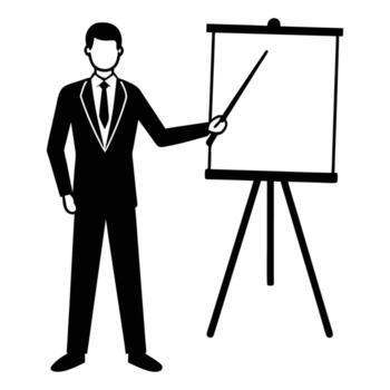 Professional Figure with Pointer at Flip Chart vector