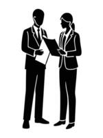 Business Figure Reviewing Documents with Client vector