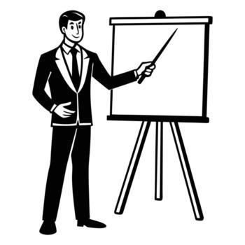 Professional Figure with Pointer at Flip Chart vector