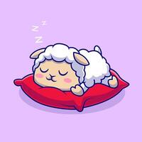 Cute Sheep Sleeping on Pillow Cartoon vector