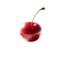 Red cherry with water droplets on transparent background png