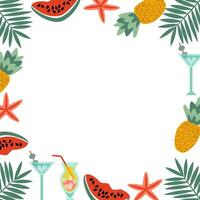 square background frame of beach desserts vector