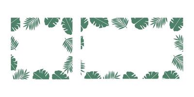 Set of backgrounds with tropical green leaf frame vector