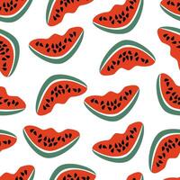 pattern ripe watermelon slices with seeds vector