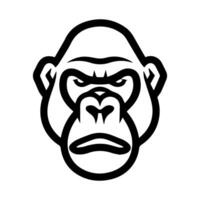 Gorilla icon or modern line symbol. line art and icon design with bold outline. Black and white Pixel Perfect minimalistic symbol isolated white background. Silhouette simple thin sign vector