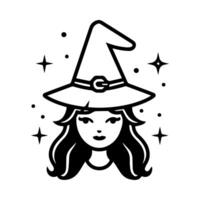 Witch icon or modern line symbol. line art and icon design with bold outline. Black and white Pixel Perfect minimalistic symbol isolated white background. Silhouette simple thin sign vector