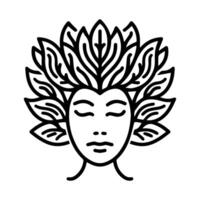 Dryad icon or modern line symbol. line art and icon design with bold outline. Black and white Pixel Perfect minimalistic symbol isolated white background. Silhouette simple thin sign vector