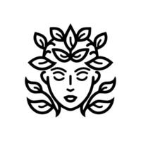 Dryad icon or modern line symbol. line art and icon design with bold outline. Black and white Pixel Perfect minimalistic symbol isolated white background. Silhouette simple thin sign vector