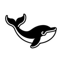 Whale icon or modern line symbol. line art and icon design with bold outline. Black and white Pixel Perfect minimalistic symbol isolated white background. Silhouette simple thin sign vector