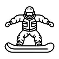 snowboarding icon or modern line symbol. line art and icon design with bold outline. Black and white Pixel Perfect minimalistic symbol isolated white background. Silhouette simple thin sign vector