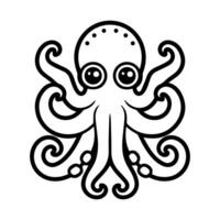 octopus icon or modern line symbol. line art and icon design with bold outline. Black and white Pixel Perfect minimalistic symbol isolated white background. Silhouette simple thin sign vector