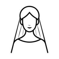 bride icon or modern line symbol. line art and icon design with bold outline. Black and white Pixel Perfect minimalistic symbol isolated white background. Silhouette simple thin sign vector