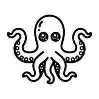 octopus icon or modern line symbol. line art and icon design with bold outline. Black and white Pixel Perfect minimalistic symbol isolated white background. Silhouette simple thin sign vector