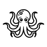 octopus icon or modern line symbol. line art and icon design with bold outline. Black and white Pixel Perfect minimalistic symbol isolated white background. Silhouette simple thin sign vector