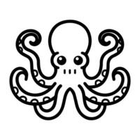 octopus icon or modern line symbol. line art and icon design with bold outline. Black and white Pixel Perfect minimalistic symbol isolated white background. Silhouette simple thin sign vector