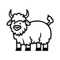 yak icon or modern line symbol. line art and icon design with bold outline. Black and white Pixel Perfect minimalistic symbol isolated white background. Silhouette simple thin sign vector
