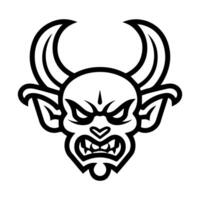 demon icon or modern line symbol. line art and icon design with bold outline. Black and white Pixel Perfect minimalistic symbol isolated white background. Silhouette simple thin sign vector