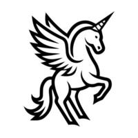 Pegasus icon or modern line symbol. line art and icon design with bold outline. Black and white Pixel Perfect minimalistic symbol isolated white background. Silhouette simple thin sign vector
