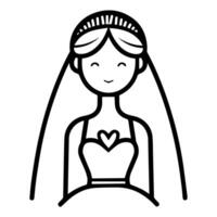 bride icon or modern line symbol. line art and icon design with bold outline. Black and white Pixel Perfect minimalistic symbol isolated white background. Silhouette simple thin sign vector