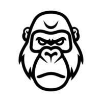 Gorilla icon or modern line symbol. line art and icon design with bold outline. Black and white Pixel Perfect minimalistic symbol isolated white background. Silhouette simple thin sign vector