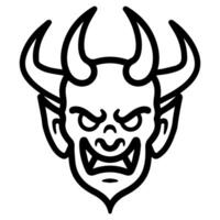 demon icon or modern line symbol. line art and icon design with bold outline. Black and white Pixel Perfect minimalistic symbol isolated white background. Silhouette simple thin sign vector