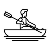 rowing icon or modern line symbol. line art and icon design with bold outline. Black and white Pixel Perfect minimalistic symbol isolated white background. Silhouette simple thin sign vector